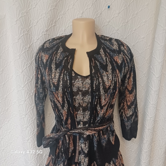 BCBGMaxAzria Women Size XXS Black and Brown Long Sleeve Dress - Picture 5 of 16